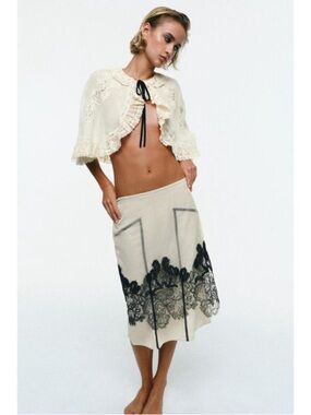 ZARA GEORGETTE LACE MIDI SKIRT 1223/704/712